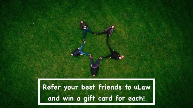 Clients: $50 gift cards for referring friends to uLaw trials