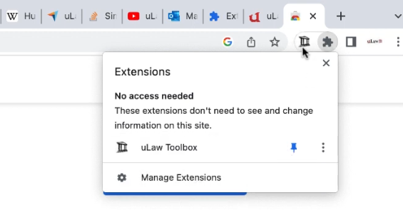 uLaw Docketing from chrome extension