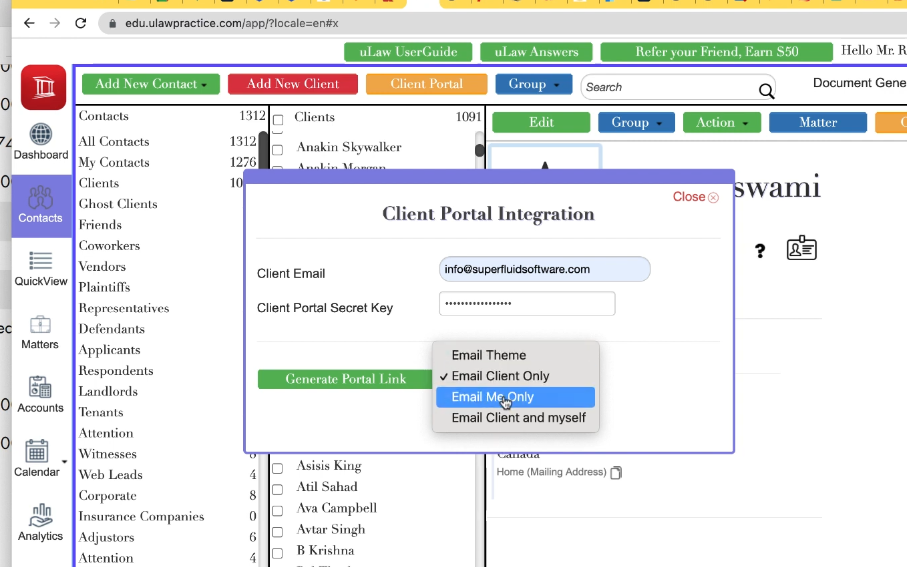 Tech update: Client portal can send email directly to clients