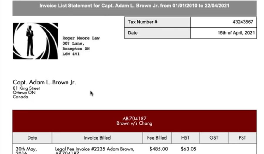 Generating the newly created Client Invoice List