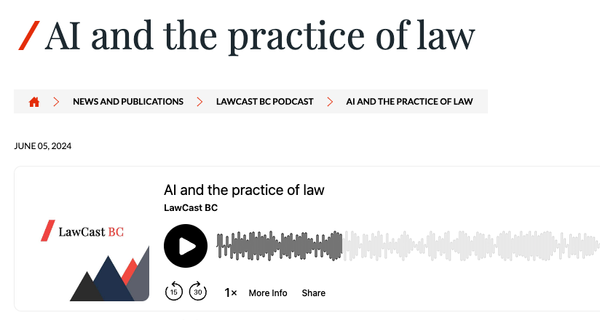 Future of AI in Law - BC Law Society Podcast brief